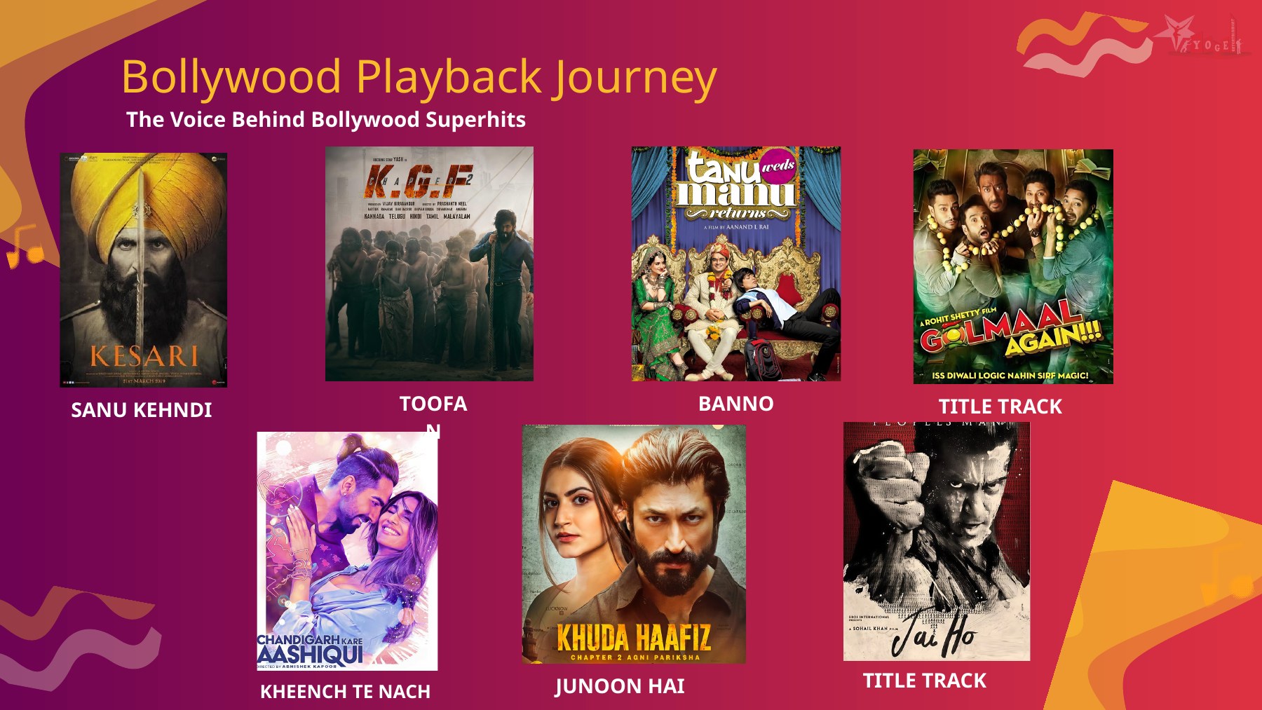 Brijesh Shandilya Bollywood Playback Journey featuring Sanu Kehndi, Toofan, Banno, Title Track, Kheench Te Nach, Junoon Hai and more